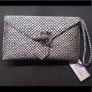 Wilbur & Gussie Slav & Blk  Clutch with Pendant